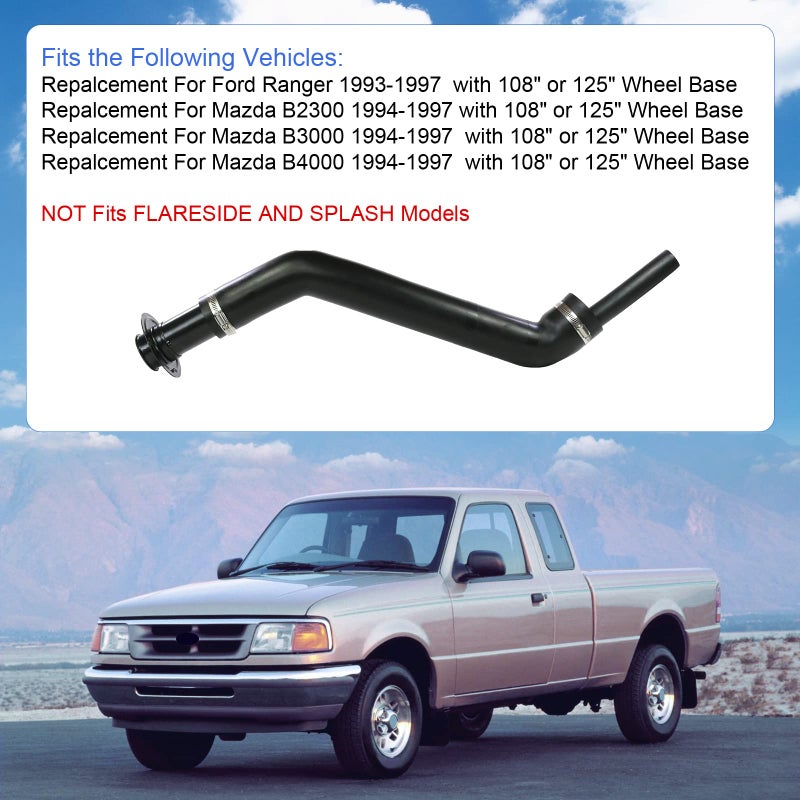 LDMINDA Gas Tank Fuel Filler Neck Hose Replacement For Ford Ranger 1993-1997 and For Mazda B2300  B3000  B4000 1994-1997 Non - Flareside and Splash Model Replaces F47Z9034P AL5Z9034C F47Z9034 ZZM04221 - Image 3